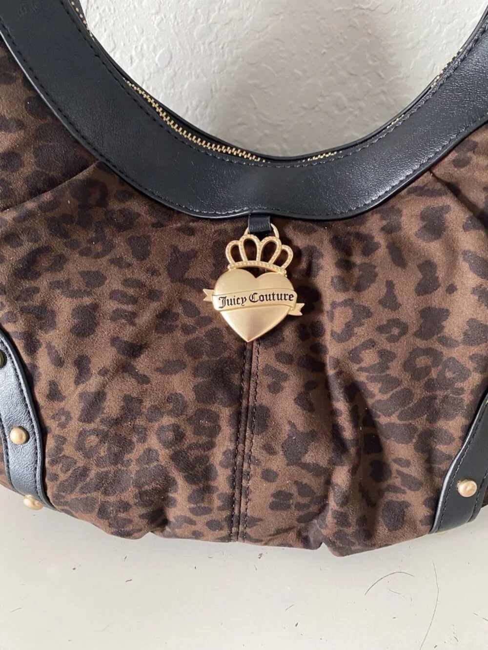 Juicy Couture Retro Glam Hobo Coho Handbag in Chocolate Leopard Animal Print NEW